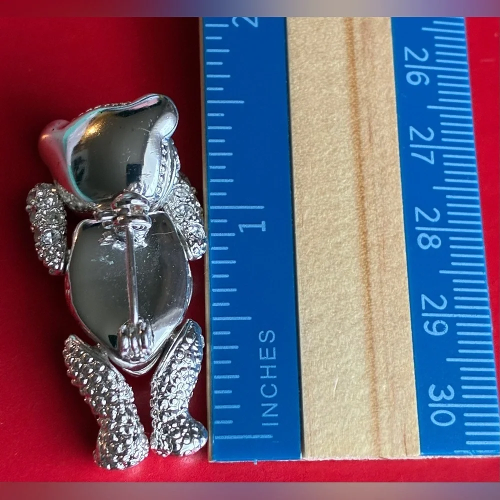 Silver Crystal Bear Brooch